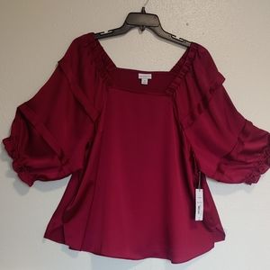 Plus Burgundy Elegant Blouse Size 2X